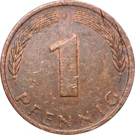 ФРГ 1 пфенниг 1973 год (J)