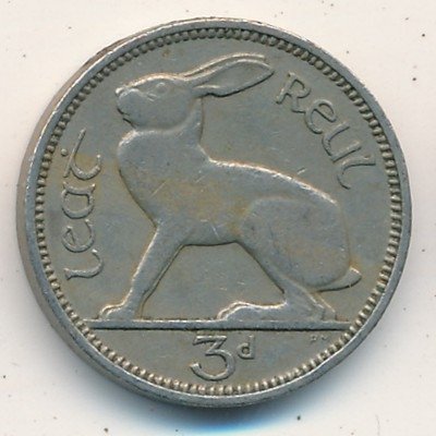 Ирландия 3 пенса 1950 год
