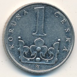 Монета Чехия 1 крона 1993 год