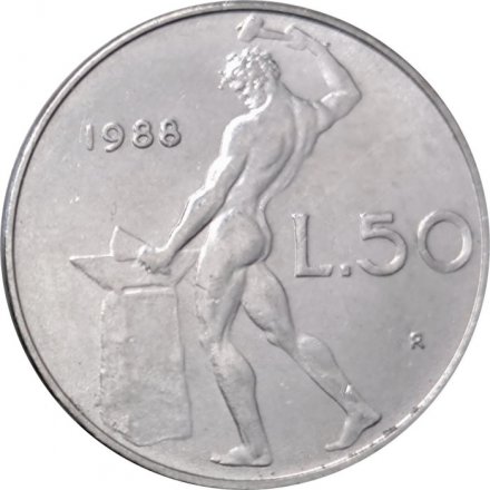 Италия 50 лир 1988 год