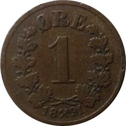 Норвегия 1 эре 1891 год