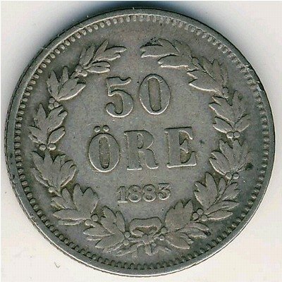 Швеция 50 эре 1883 год