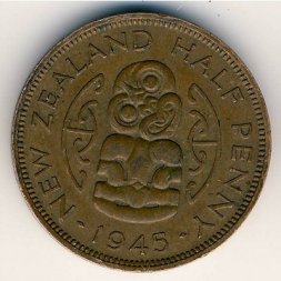 Новая Зеландия 1/2 пенни 1945 год - Амулет-талисман Хей-Тики