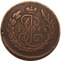 1 копейка 1766 год ММ Екатерина II (1762 - 1796) - VF