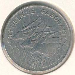 Монета Габон 100 франков 1971 год - Аддакс (антилопа мендес)