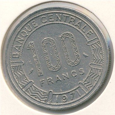 Габон 100 франков 1971 год - Аддакс (антилопа мендес)