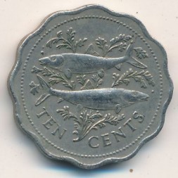Монета Багамские острова 10 центов 1987 год