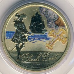 Тувалу 1 доллар 2011 год - Пираты. Черный Барт (цветная эмаль)