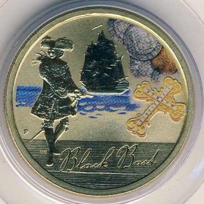 Тувалу 1 доллар 2011 год - Пираты. Черный Барт (цветная эмаль)