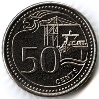 Монета Сингапур 50 центов 2015 год