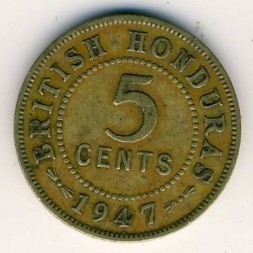 Монета Британский Гондурас 5 центов 1947 год