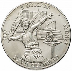 Либерия 5 долларов 2000 год - XXVII Летние Олимпийские игры в Сиднее 2000 года. Метание копья (сертификат)