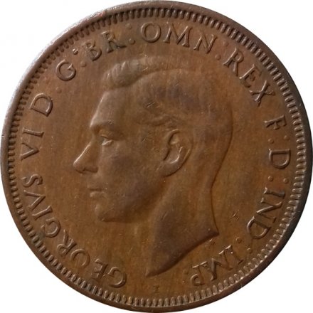 Австралия 1 пенни 1942 год - Кенгуру (&quot;I&quot; ниже бюста. Точка перед и после &quot;PENNY&quot;)