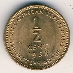 Восточные Карибы 1/2 цента 1958 год