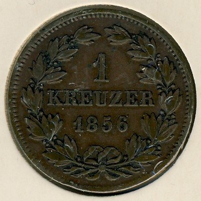 Баден 1 крейцер 1856 год