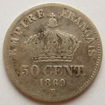 Франция 50 сантимов 1869 - Император Наполеон III