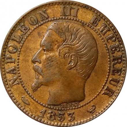 Франция 5 сантимов 1853 год - Отметка монетного двора: &quot;W&quot; - Лилль