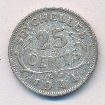 Сейшелы 25 центов 1944 год