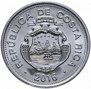 Коста-Рика 10 колон 2016 год UNC
