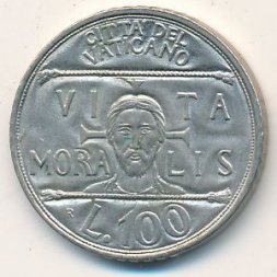Ватикан 100 лир 1993 год - Папа Иоанн Павел II. Добродетельная жизнь