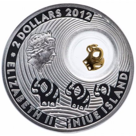Ниуэ 2 доллара 2012 год - Монеты на счастье - Слоник (в буклете)
