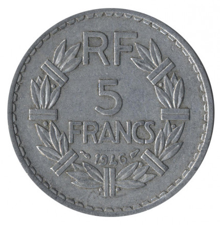 Франция 5 франков 1946 год (без отметки МД)