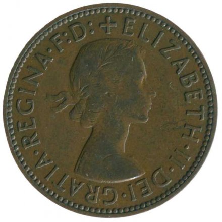 Великобритания 1/2 пенни 1957 год