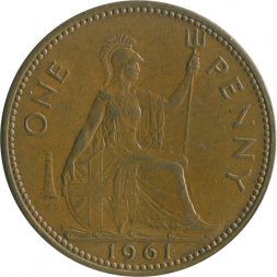 Великобритания 1 пенни 1961 год