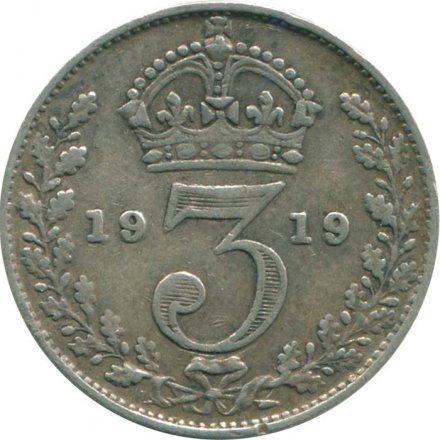 Великобритания 3 пенса 1919 год