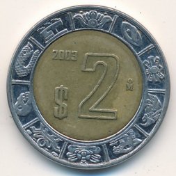 Мексика 2 песо 2003 год - Хохлатый сокол