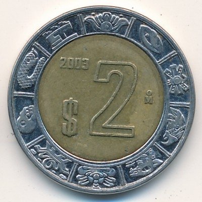 Мексика 2 песо 2003 год - Хохлатый сокол