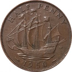 Великобритания 1/2 пенни 1950 год