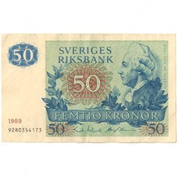 Швеция 50 крон 1989 год - Портрет Густава III. Карл Линней - VF