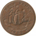 Великобритания 1/2 пенни 1955 год