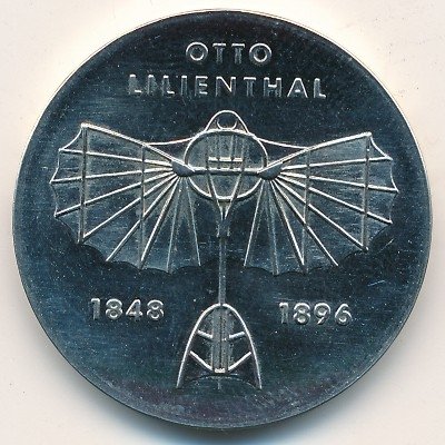 ГДР 5 марок 1973 год - 125 лет со дня рождения Отто Лилиенталя