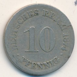 Германия 10 пфеннигов 1874 год