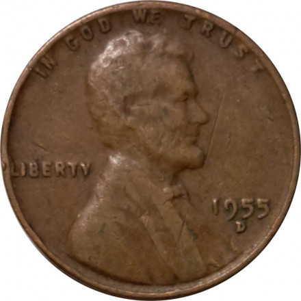 США 1 цент 1955 год - Авраам Линкольн (D)