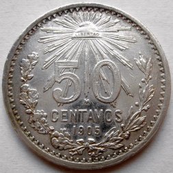 Мексика 50 сентаво 1905 год (редкий год)