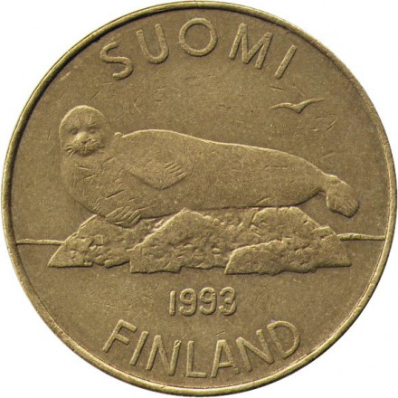 Финляндия 5 марок 1993 год - Кольчатая нерпа