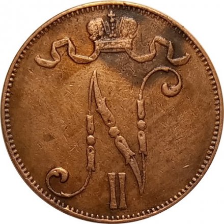 Финляндия 5 пенни 1906 год - Николай II - VF+