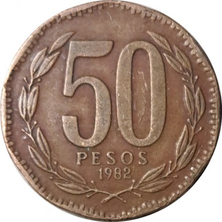 Чили 50 песо 1982 год - Бернардо О&#039;Хиггинс