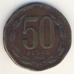 Чили 50 песо 1982 год - Бернардо О'Хиггинс