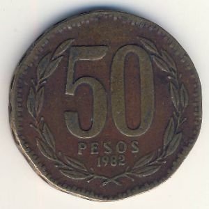 Чили 50 песо 1982 год - Бернардо О&#039;Хиггинс