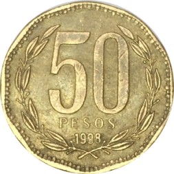 Чили 50 песо 1998 год - Бернардо О’Хиггинс