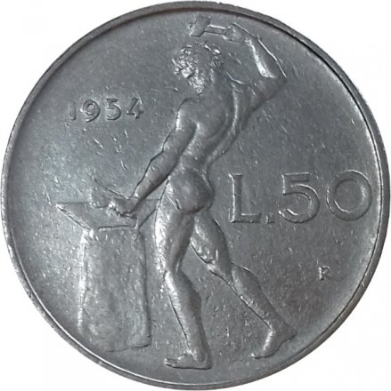 Италия 50 лир 1954 год - Вулкан