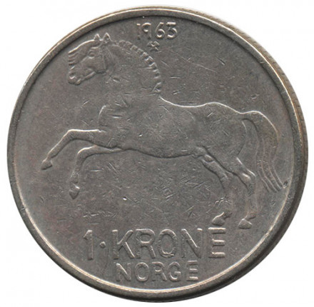 Норвегия 1 крона 1963 год - Улаф V