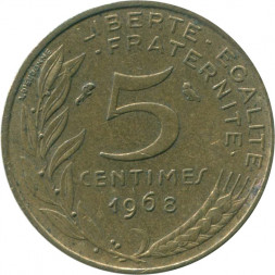 Франция 5 сантимов 1968 год - Марианна