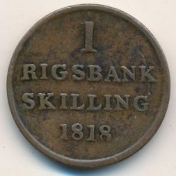 Дания 1 ригсбанкскиллинг 1818 год