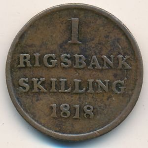 Дания 1 ригсбанкскиллинг 1818 год