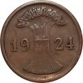 Веймарская республика 2 рентенпфеннига 1924 год (J)